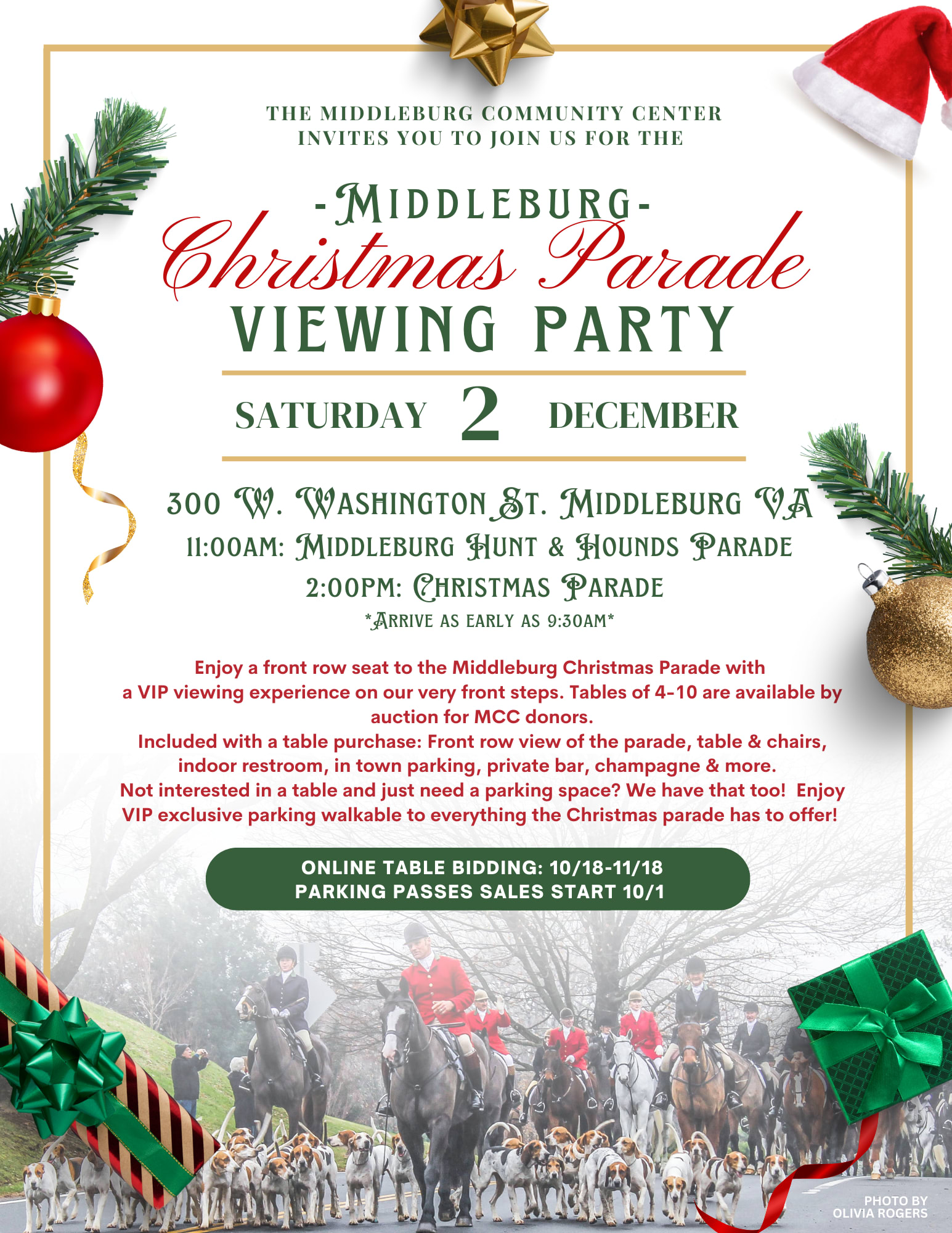 Christmas in Middleburg Parade Viewing Fundraiser