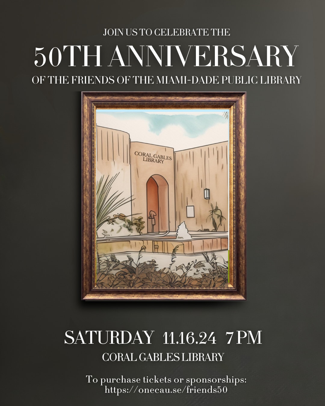Friends of Miami Public Library 50th Anniversary logo